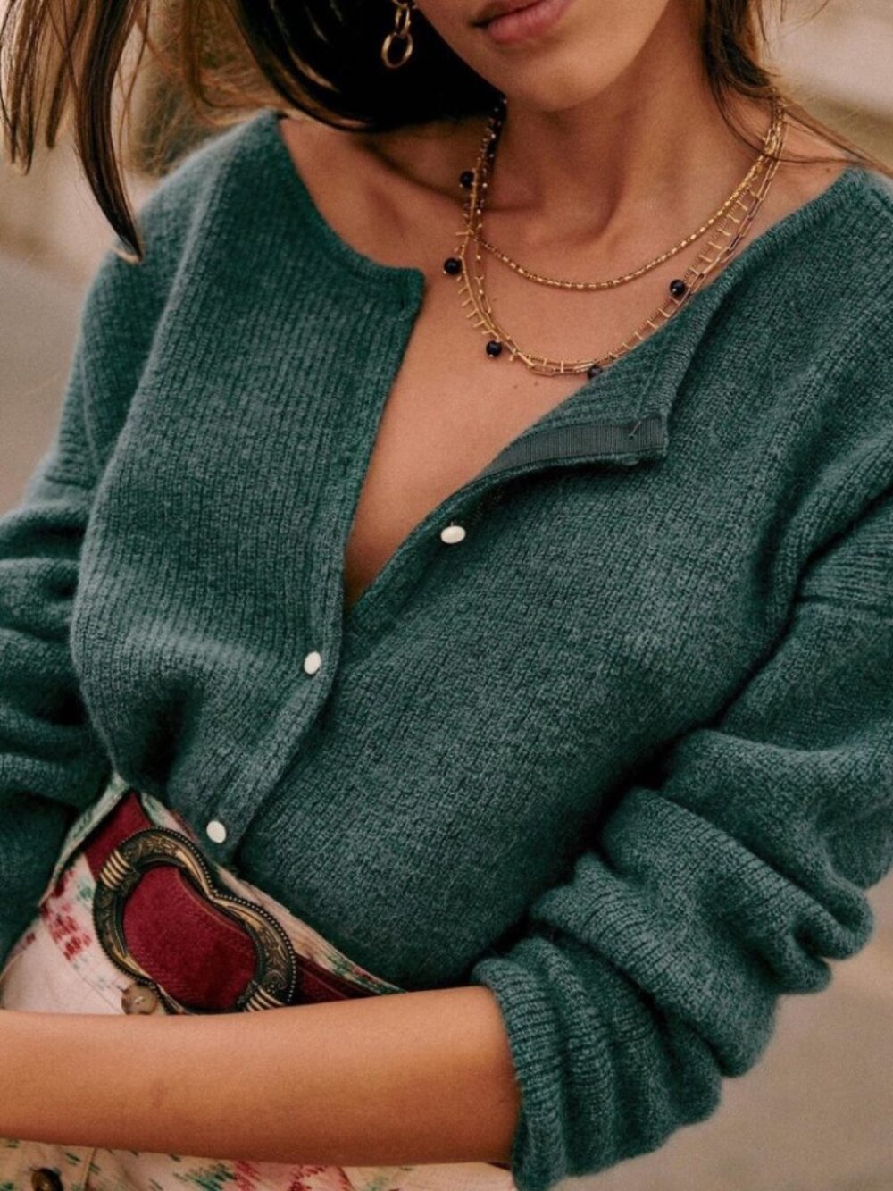 Sezane Gaspard Cardigan Sweater Sage Green Size Small Mohair Alpaca - Picture 13 of 17